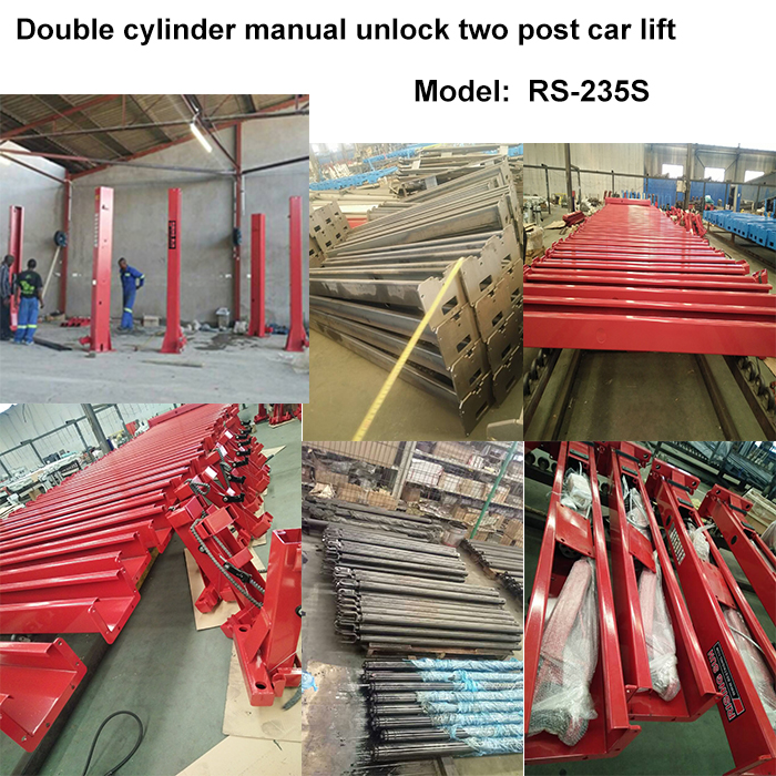 RS-235S double cylinder manual unlock two post car lift